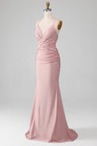 Sparkly Blush con perline lungo Mermaid Prom Dress