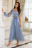 Blu Una Spalla Semplice Prom Abito