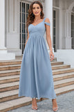Grigio Blu Maniche Fredde Semplice Vestito da Ballo