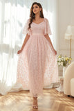 Abito rosa A-line in pizzo