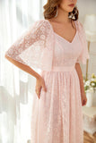Abito rosa A-line in pizzo