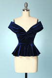 Top corti in velluto blu scuro