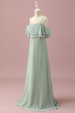 Salvia Spalline Cold Shoulder Chiffon Junior Bridesmaid Dress