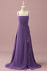 Carica l&#39;immagine nel visualizzatore di Gallery, Spaghetti in chiffon viola spalline Junior Bridesmaid Dress con volant a cascata