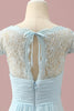Carica l&#39;immagine nel visualizzatore di Gallery, Pizzo azzurro e chiffon V-Neck Junior Bridesmaid Dress