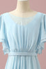 Carica l&#39;immagine nel visualizzatore di Gallery, Chiffon azzurro Batwing Maniche A-Line Junior Bridesmaid Dress
