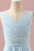 Carica l&#39;immagine nel visualizzatore di Gallery, Azzurro V-scollo Chiffon Junior Bridesmaid Dress