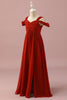 Carica l&#39;immagine nel visualizzatore di Gallery, Chiffon rosso spalla fredda Junior Bridesmaid Dress