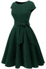 Carica l&#39;immagine nel visualizzatore di Gallery, Abito vintage verde scuro anni 50 con fascia