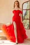 Rosso Off The Shoulder Prom Dress