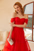 Carica l&#39;immagine nel visualizzatore di Gallery, Rosso Off The Shoulder Prom Dress