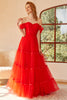 Carica l&#39;immagine nel visualizzatore di Gallery, Rosso Off The Shoulder Prom Dress