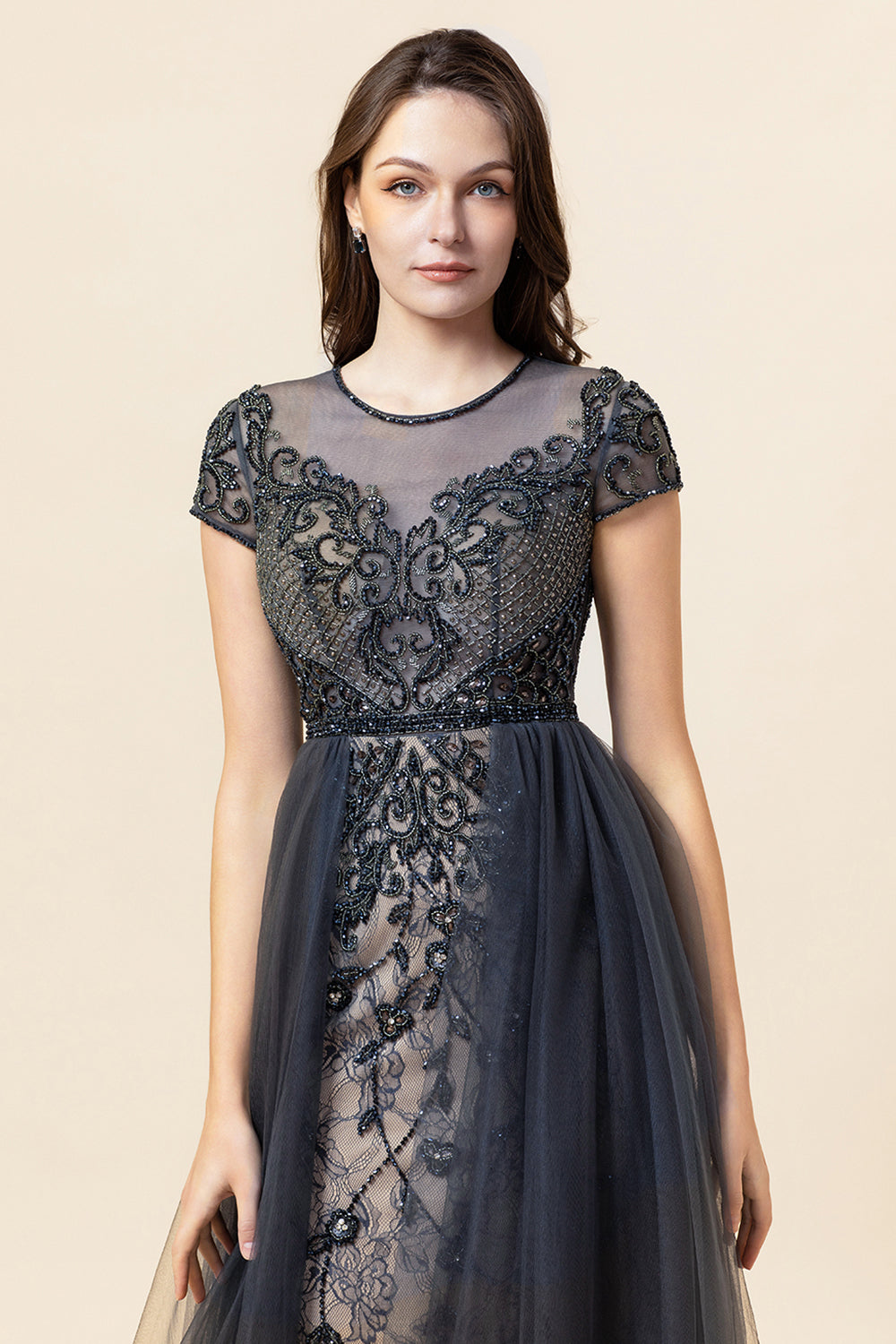 Abito Da Ballo Lungo In Tulle Con Farfalle 3D - Abito Sera Formale, Spalline, Schiena Scoperta - Foto 6