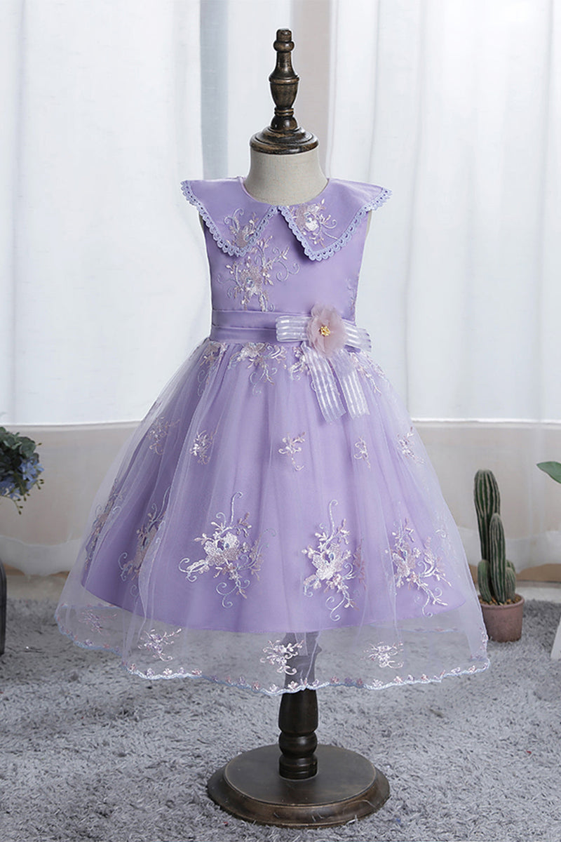 Carica l&#39;immagine nel visualizzatore di Gallery, Purple Doll Collar Flower Girl Dress con pizzo