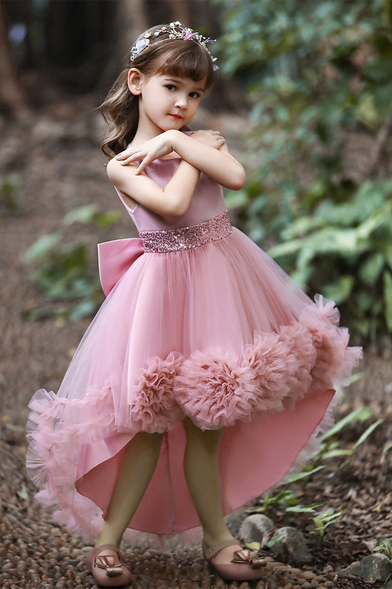 Carica l&#39;immagine nel visualizzatore di Gallery, Blush High Low Flower Girl Dress con fiori