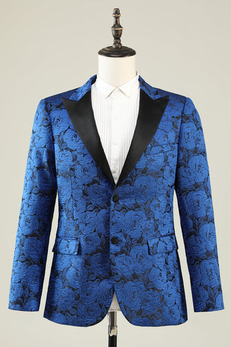 Rever Lancia Jacquard Blu Royal Monopetto Uomo Giacca da festa