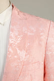 Jacquard rosa chiaro 2 pezzi scialle bavero Abiti da ballo con un bottone