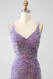 Sparkly Mermaid Light Purple Paillettes Prom Dress con fessura
