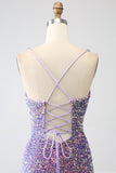 Sparkly Mermaid Light Purple Paillettes Prom Dress con fessura