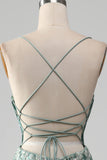 Mermaid Lace-Up Back Abito da ballo verde chiaro con applicazioni