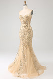 Sirena Champagne Scintillante Corsetto vestito da ballo