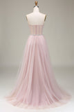 Tulle Sweetheart Abito da ballo rosa chiaro con corsetto