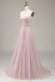 Tulle Sweetheart Abito da ballo rosa chiaro con corsetto