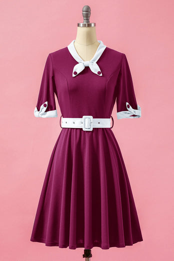 Verde Patchwork scollo a V swing Party Dress