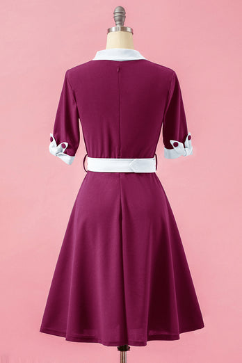 Verde Patchwork scollo a V swing Party Dress
