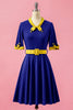 Carica l&#39;immagine nel visualizzatore di Gallery, Verde Patchwork scollo a V swing Party Dress