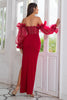 Carica l&#39;immagine nel visualizzatore di Gallery, Guaina fuori dalla spalla Sky Blue Prom Dress maniche lunghe