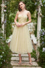 Carica l&#39;immagine nel visualizzatore di Gallery, Spaghetti gialli Tea Length Prom Dress
