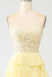 Giallo Sweetheart Tiered Prom Dress