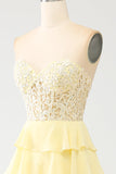 Giallo Sweetheart Tiered Prom Dress