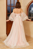 Carica l&#39;immagine nel visualizzatore di Gallery, Abito da sposa a pois rosa con maniche a sbuffo