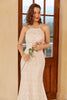 Carica l&#39;immagine nel visualizzatore di Gallery, Sirena Halter Abito da sposa in pizzo bianco con Sweep Train