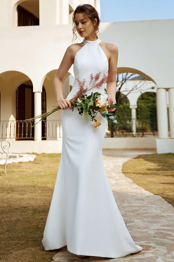 Abito da sposa bianco Mermaid Halter Open Back