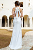 Carica l&#39;immagine nel visualizzatore di Gallery, Abito da sposa bianco Mermaid Halter Open Back