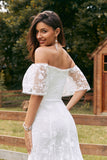 Avorio Mermaid Lace Sweep Train Abito da sposa con maniche