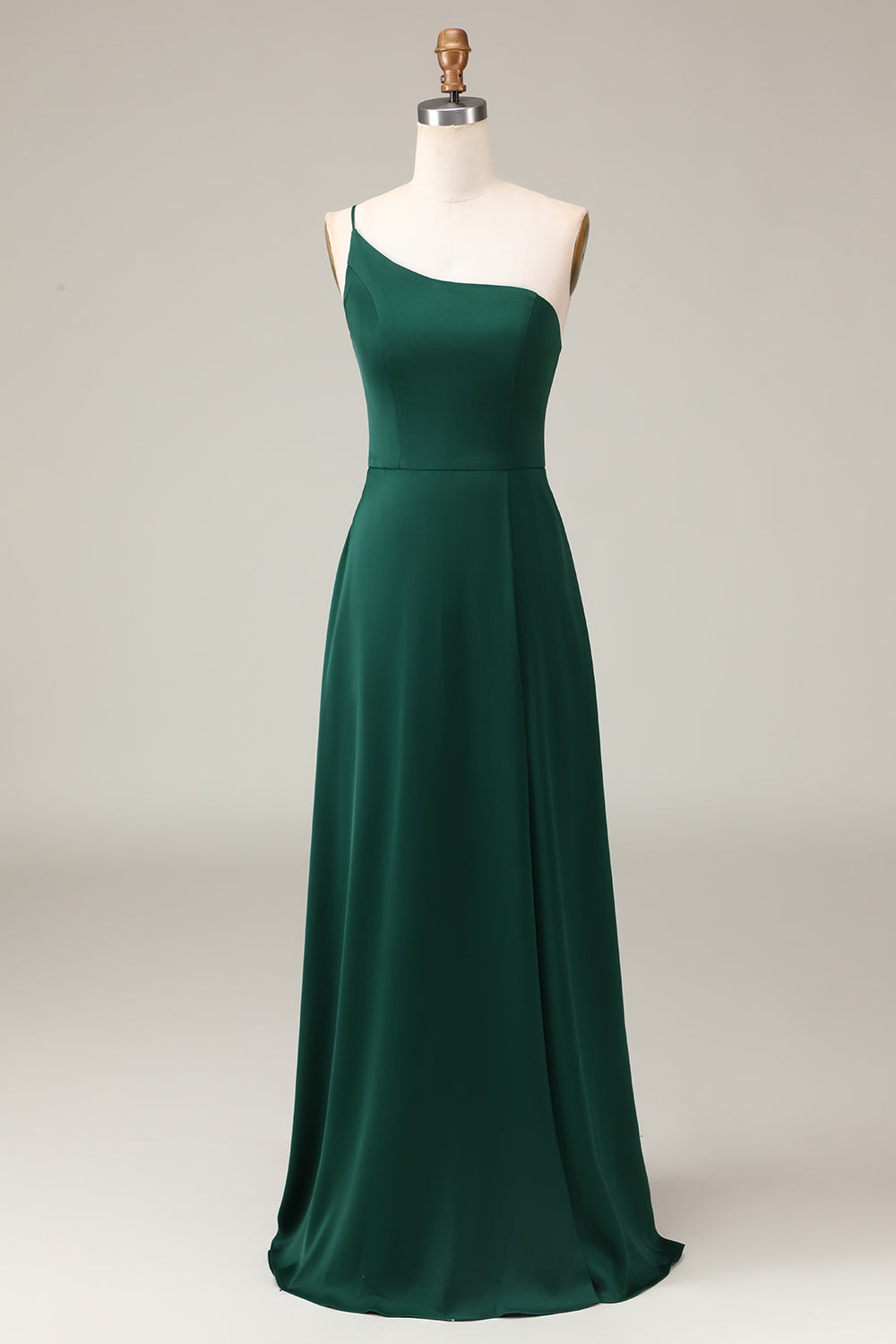 Nero A-line Chiffon One Shoulder Piano Lunghezza Abito da damigella d'onore