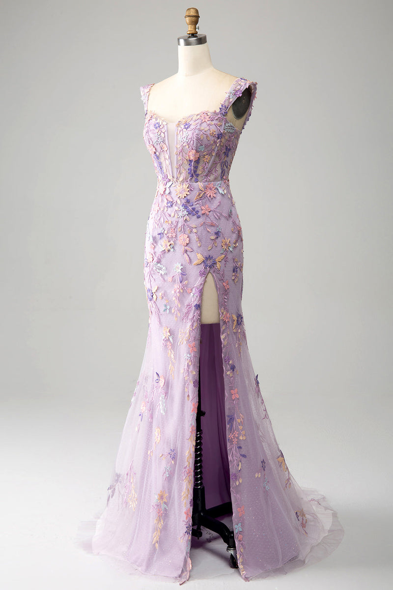 Carica l&#39;immagine nel visualizzatore di Gallery, Malva Off The Shoulder Lungo Ricamato Mermaid Prom Dress Slit