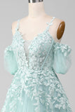 Mint Ball-Gown Off The Shoulder Beaded Prom Dresses con Appliques