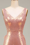 Sparkly Blush Mermaid Prom Dress con fessura