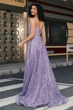 Princess A Line Spaghetti Straps Corsetto Prom Dress con perline