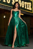Carica l&#39;immagine nel visualizzatore di Gallery, Sparkly A-line Abito da ballo corsetto verde scuro con fessura