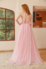 Carica l&#39;immagine nel visualizzatore di Gallery, Glitter Rosa Lace-Up Ruched Lungo Prom Abito