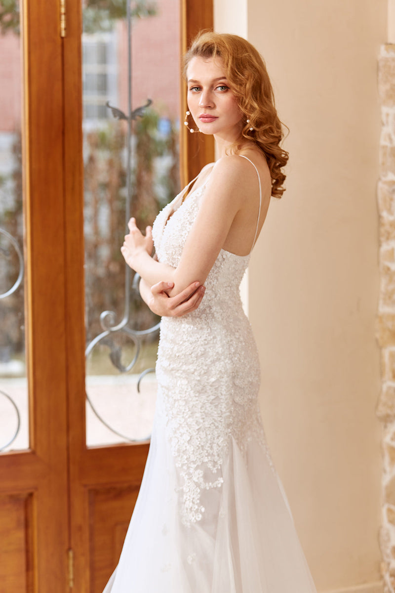 Carica l&#39;immagine nel visualizzatore di Gallery, Mermaid Chruch Sweep Train Abito da sposa