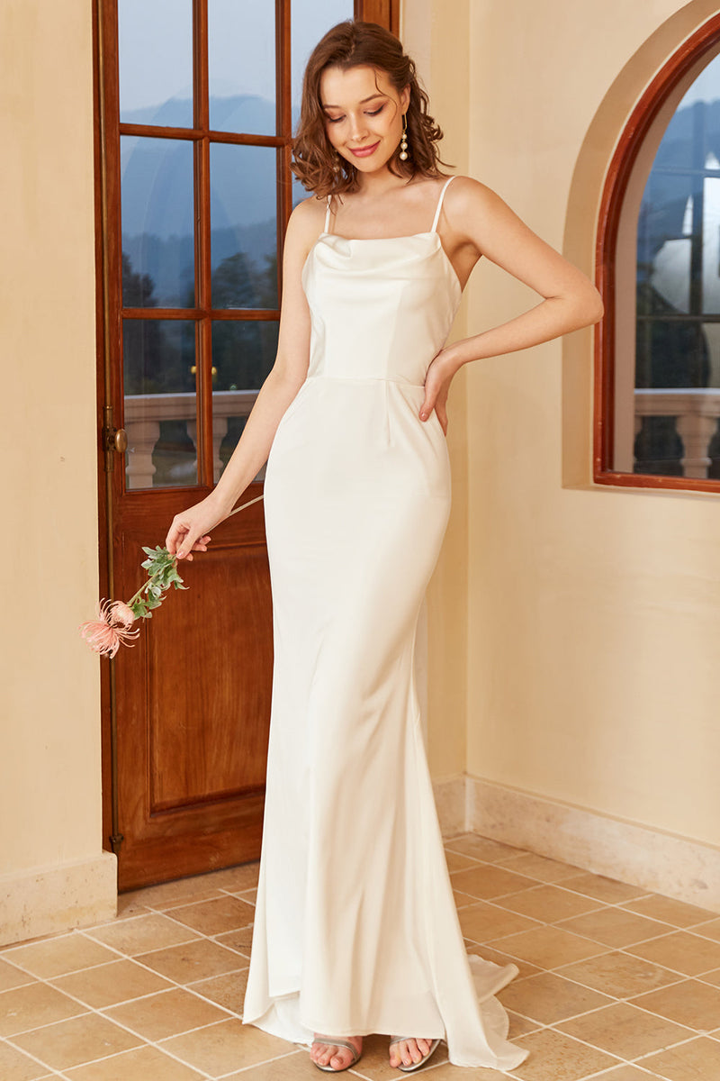 Carica l&#39;immagine nel visualizzatore di Gallery, Spaghetti bianchi Cinghie Abito da sposa semplice