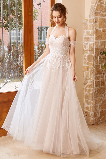 Appliques Tulle Halter Abito da sposa