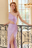 Carica l&#39;immagine nel visualizzatore di Gallery, Fodero Una Spalla Light Purple Paillettes Long Prom Dress con Split Front
